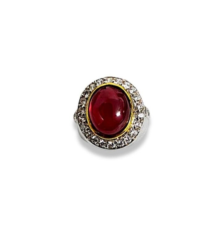 Ruby Set with Cubic Zirconia in 925 Silver Men's Ring (21x19mm) (1001) (Video)