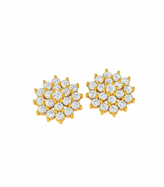 Lab Grown Diamond 38pcs 6.08cts set in 18K Yellow Gold Earring (CW1001)