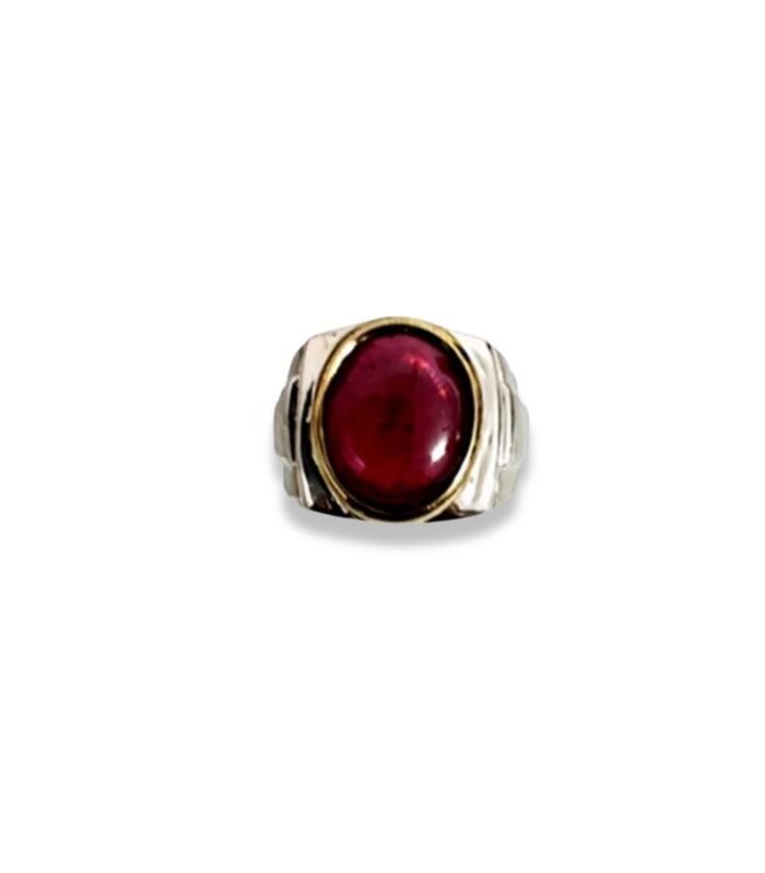 Ruby Set with Zirconia in 925 Silver Men's Ring (18x17mm) (1004) (Video)