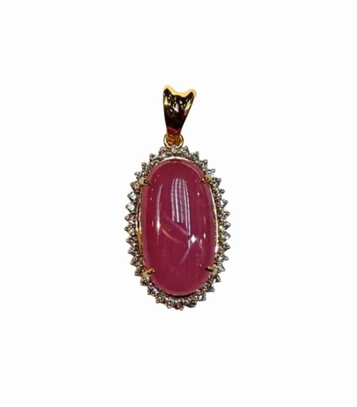 Ruby set with Diamond 36pcs, 0.90cts in 9K Yellow Gold Pendant (CW1004)