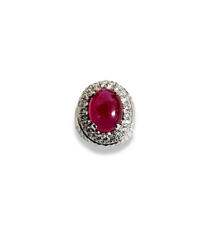 Ruby Set with Cubic Zirconia in 925 Silver Men's Ring (1009) (Video)