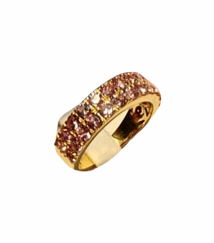 Diamond cut Pink Sapphire round set in 9K Yellow Gold Ring (CW1009)