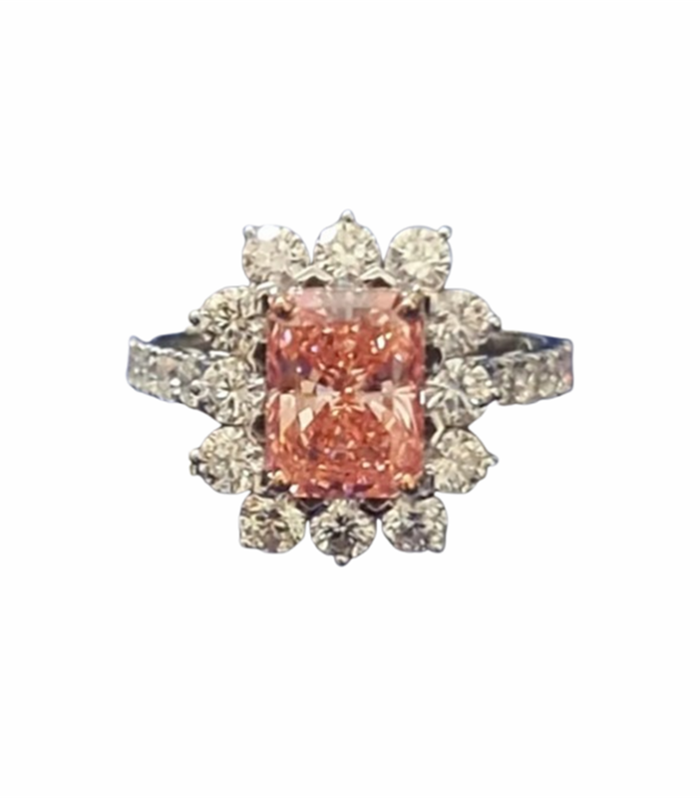 Pink Diamond set with Natural Diamond 1.33cts in 18K White Gold Ring (CW1010)