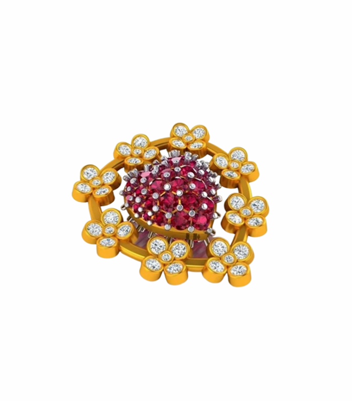 Ruby set with Natural Diamond 0.38cts in 18K Yellow Gold Pendant (CW1014)