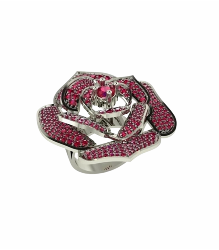 Ruby Diamond cut set with in 18K White Gold Rose set Jewellery (CW1022)