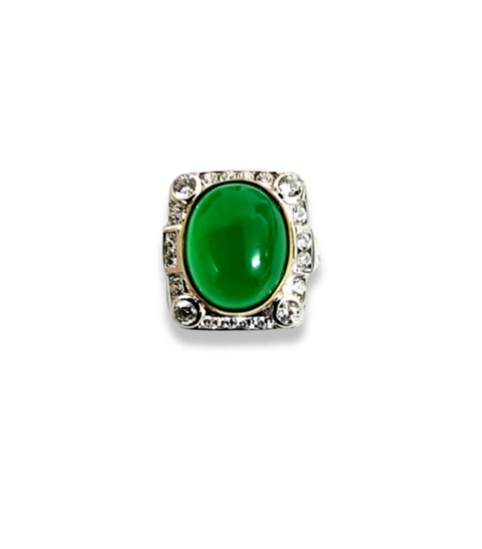 Agate Set with Cubic Zirconia in 925 Silver Men's Ring (20x19mm) (1023) (Video)