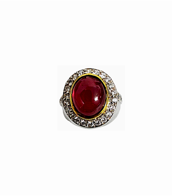 RUBY set with Fine Cut Zirconia in Rhodium Plated 925 Silver Men's Ring (SJ1001) (Video)