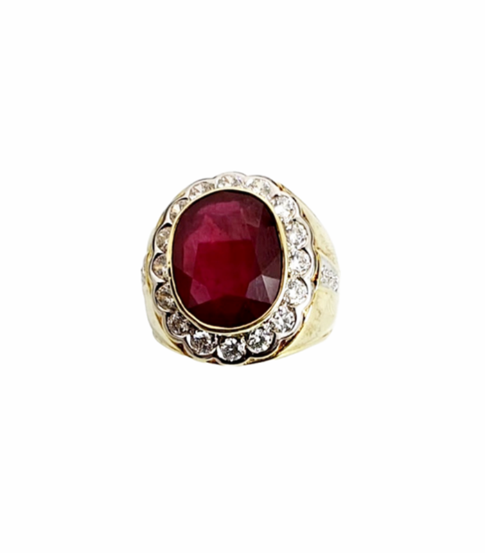 RUBY Natural with Fine Cut Zirconia in Rhodium Plated 925 Sterling Silver Ring (SJ1020) (Video)