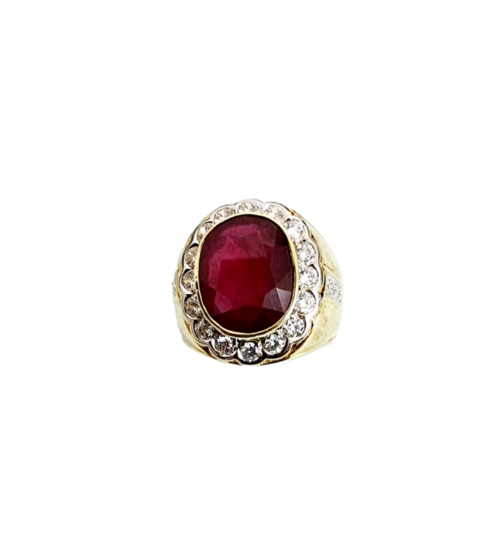 RUBY Natural with Fine Cut ZIRCONIA in Rhodium Plated 925 Sterling Silver Ring (SJ1020) (Video)