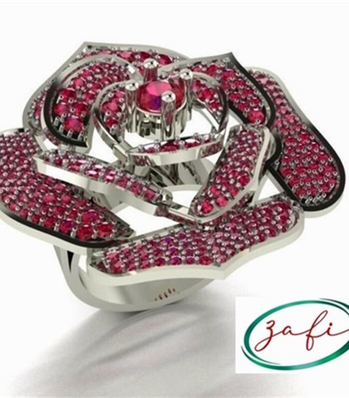 Ruby Diamond cut set with in 18K White Gold Rose set Jewellery (CW1022)