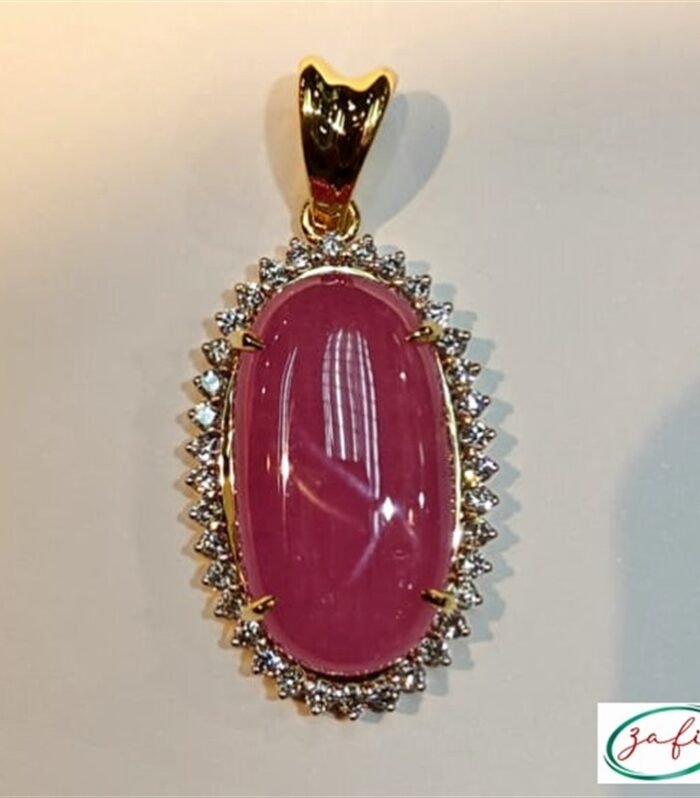 Ruby set with Diamond 36pcs, 0.90cts in 9K Yellow Gold Pendant (CW1004)