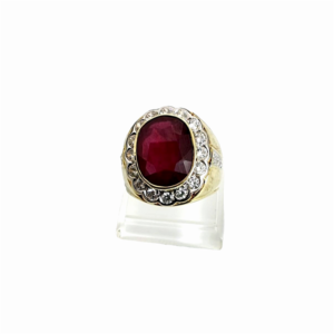 Ruby Natural with Fine Cut Zirconia in Rhodium Plated 925 Sterling Silver Ring (SJ1020)