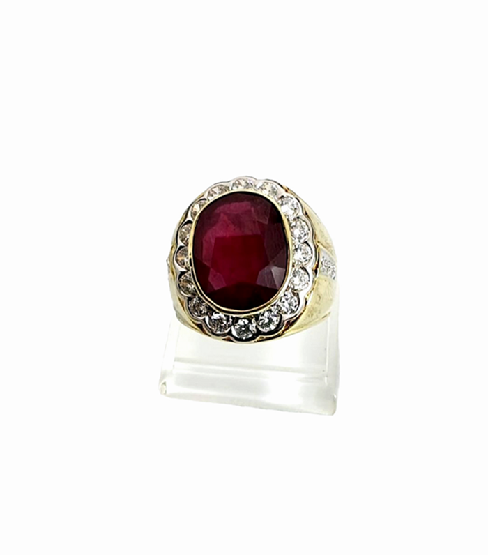 Ruby Natural with Fine Cut Zirconia in Rhodium Plated 925 Sterling Silver Ring (SJ1020)