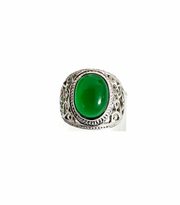 AGATE with Fine Cut ZIRCONIA in Rhodium Plated 925 Sterling Silver Ring (SJ1022)