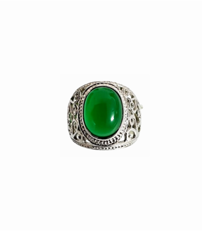 AGATE Natural set in Rhodium Plated 925 Sterling Silver Men’s Ring (SJ1022)