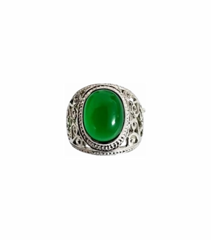 AGATE Natural set in Rhodium Plated 925 Sterling Silver Men’s Ring (SJ1022)
