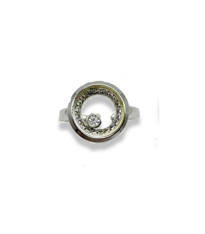 Cubic Zirconia Fine Cut set in 925 Silver Women's Ring (13x13mm) (1028)