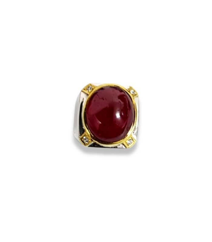 Ruby Natural Set with Fine Cut Zirconia in 925 Sterling Silver Ring (1037)