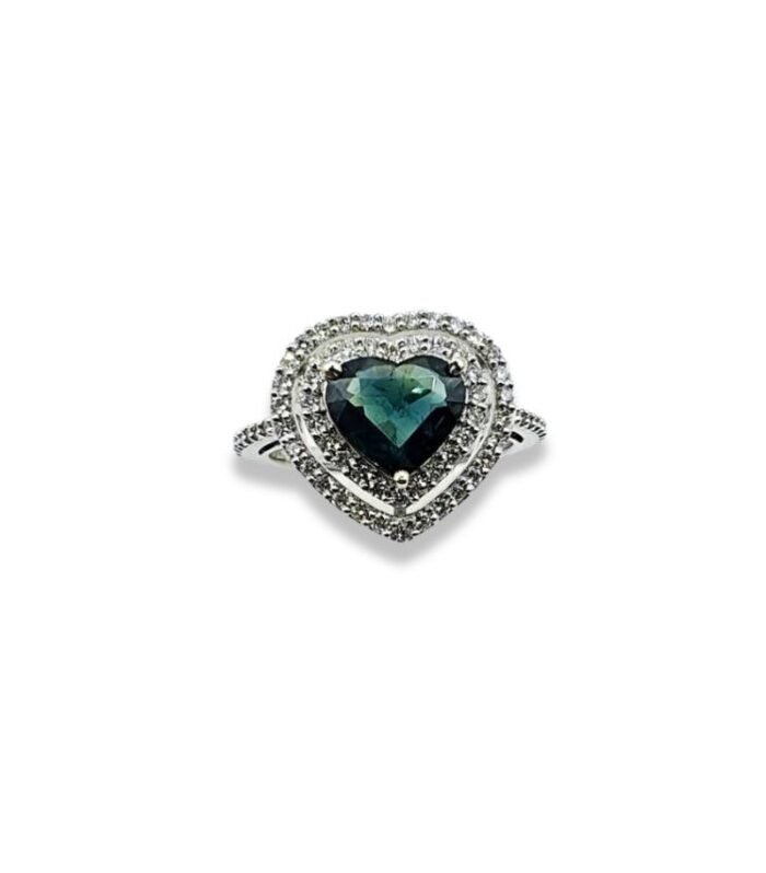Blue Sapphire 1.99cts set with Diamonds in 14K Gold Women's Ring (20x13) (1098) (Video)