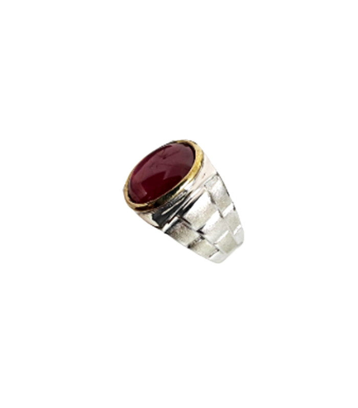 RUBY Natural with Fine Cut Zirconia in Rhodium Plated 925 Sterling Silver Ring (SJ1004) (Video)
