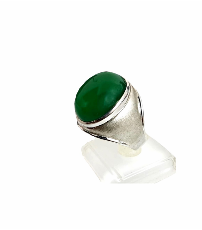 Agate Natural with Fine Cut Zirconia in Rhodium Plated 925 Sterling Silver Ring (SJ1021)