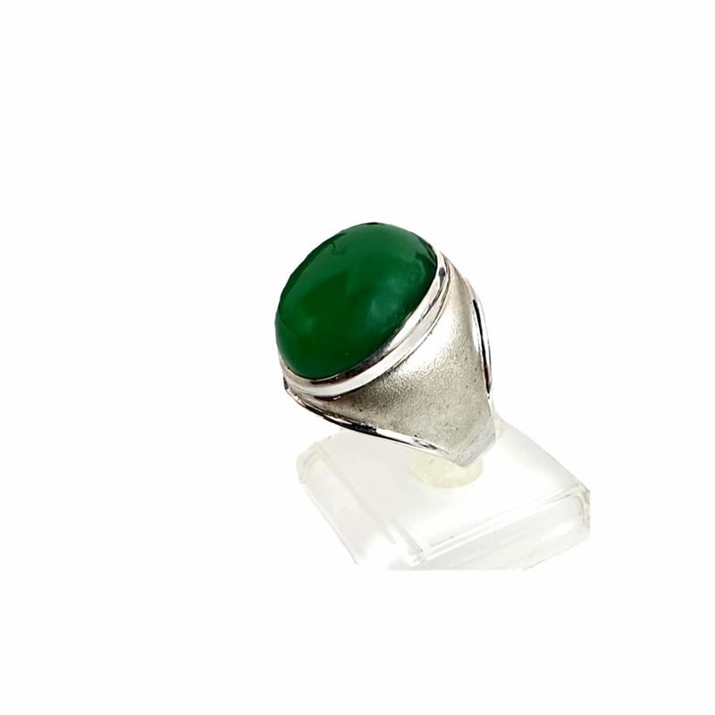 Agate Natural with Fine Cut Zirconia in Rhodium Plated 925 Sterling Silver Ring (SJ1021)