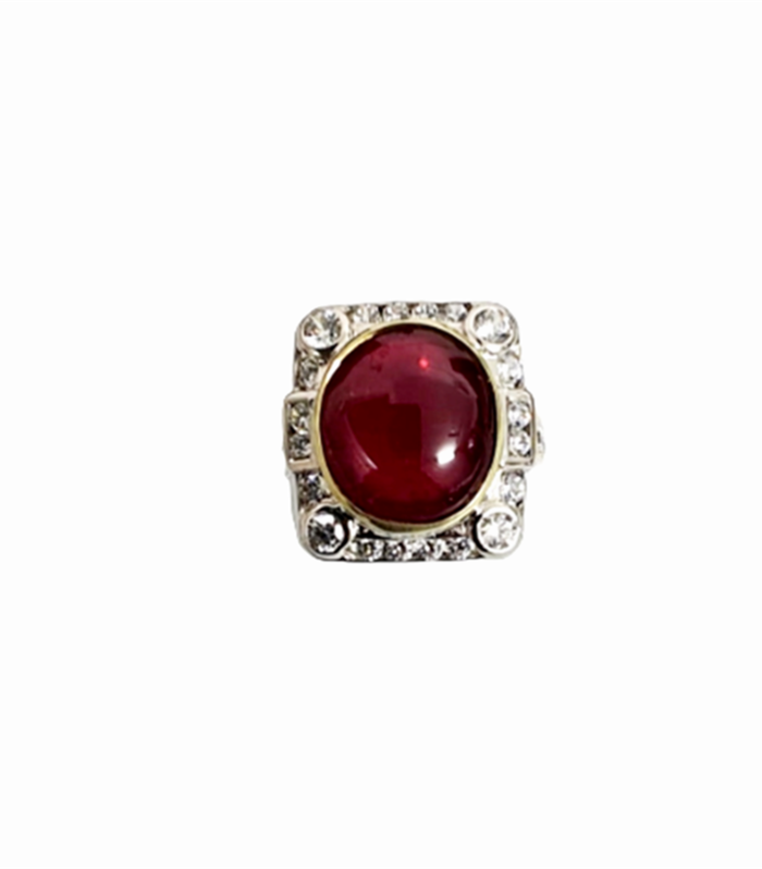 RUBY Natural set with Zirconia in Rhodium Plated 925 Silver Men's Ring (SJ1036) (Video)