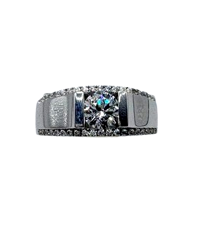 Fine Cut CUBIC ZIRCONIA in Rhodium Plated 925 Sterling Silver Ring (SJ1027) (Video)