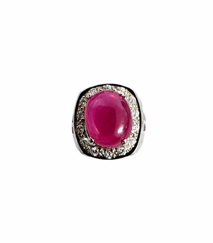 RUBY Natural set with Zirconia in Rhodium Plated 925 Silver Ring (SJ1031)