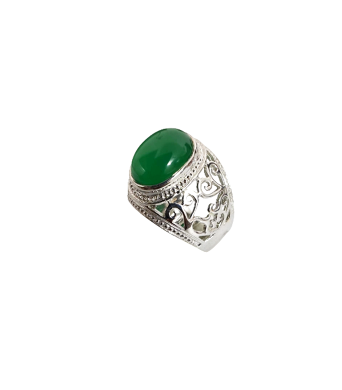 AGATE with Fine Cut ZIRCONIA in Rhodium Plated 925 Sterling Silver Ring (SJ1022)