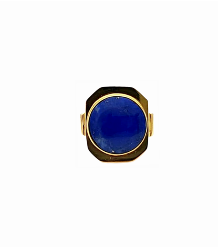 LAPIS LAZULI Natural set in 925 Silver Gold Plated Men's Ring (SJ-1-1054) (Video)