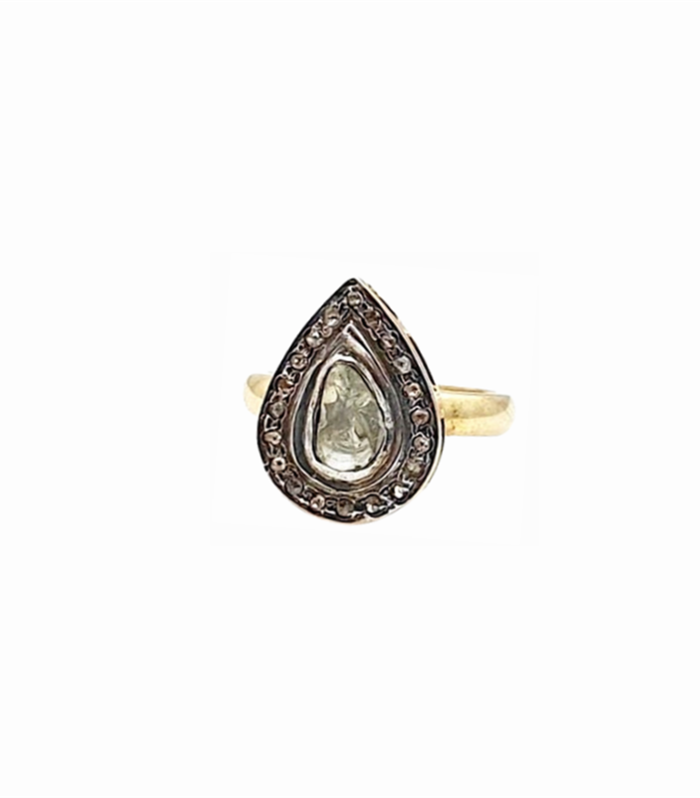 MOISSANITE set in 925 Silver Gold Plated Antique Women’s Ring (SJ1055) (video)