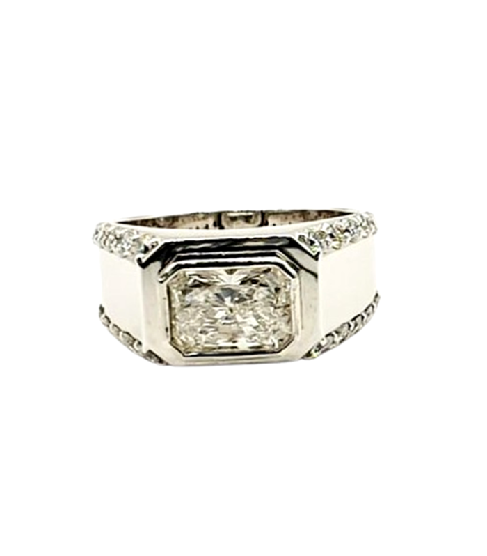 Lab Grown Diamond - 1.82cts, VVS-2 IGI Certified set in 925 Silver Ring (SJ1048)(Video)