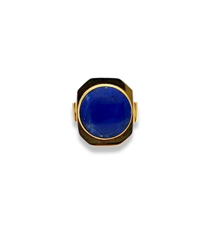 Lapis Lazuli Set in 925 Silver Gold Plated Men's Ring (22x19mm) (1054) (Video)