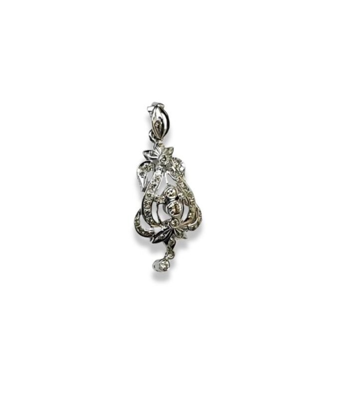 Diamond set with 40 pcs 0.85 cts in 9K White Gold Pendant (1096)