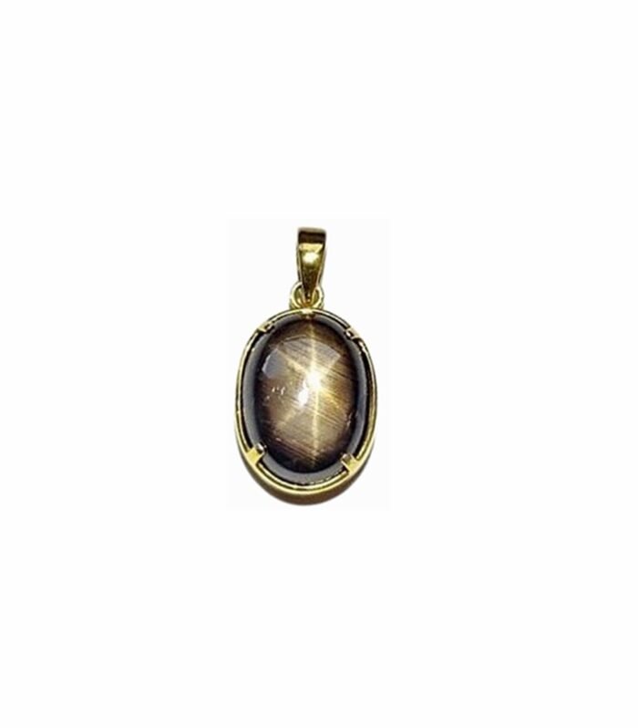 BLACK STAR SAPPHIRE Set in 925 Silver Gold Plated Pendant (SJ-1-1063)