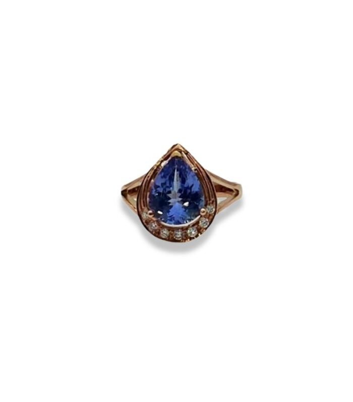 Tanzanite set with Diamond in 9K Pink Gold Women's Ring (14x12mm) (1104) (Video)