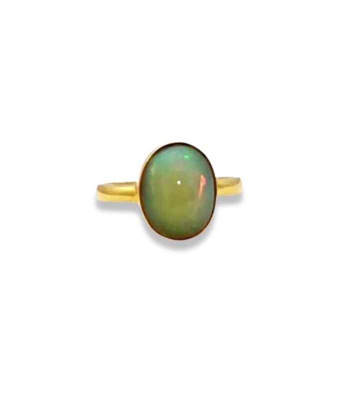 Opal set in 9K Yellow Gold Women’s Ring (14x11mm) (1107) (Video)