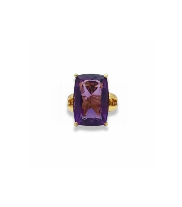 Amethyst set in 9K Yellow Gold Women’s Ring (18x12mm) (1109) (Video)