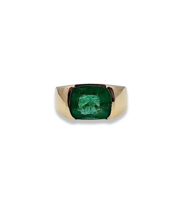 Emerald set in 9K Yellow Gold Men’s Ring (10x12mm) (1110) (Video)