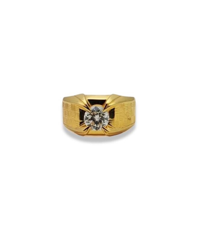 Diamond 1.00ct G-VVS set in 18K Yellow Gold Men’s Ring (12x12mm) (1112) (Video)