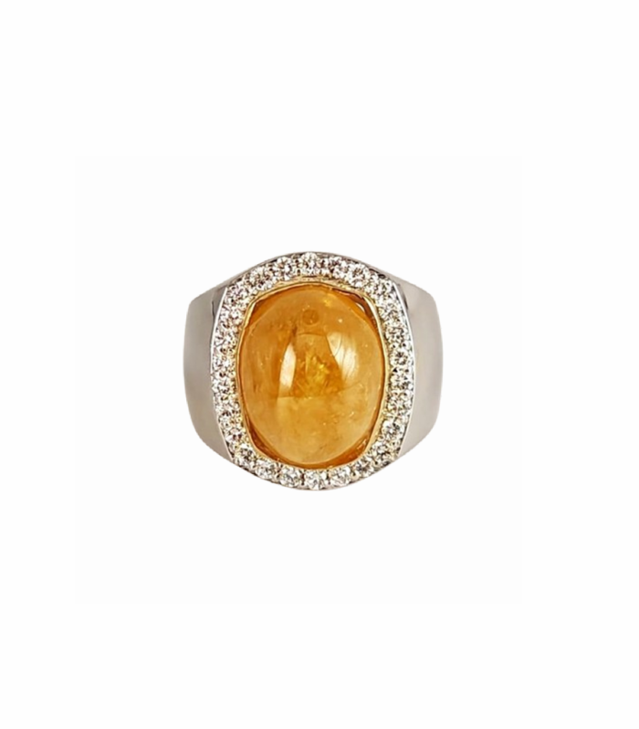 YELLOW SAPPHIRE 17.53cts with Lab Grown Diamonds in 925 Silver Ring (SJ1043)(Video)