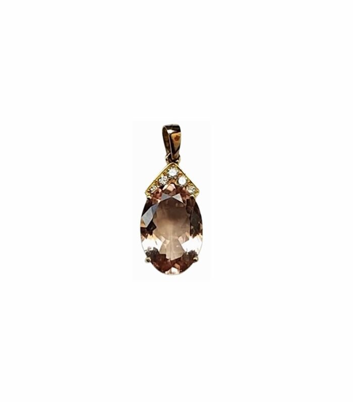 MORGANITE set with Diamond 0.08cts in 18K Y-Gold Pendant (GJ-1-1113)