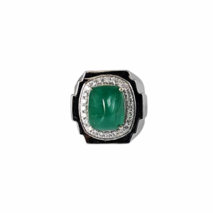 EMERALD 8.41cts with Lab Grown Diamonds in 925 Silver Ring (SJ1046)(Video)