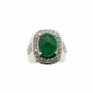 EMERALD 7.02cts with Lab Grown Diamonds in 925 Silver Ring (SJ1044)(Video)