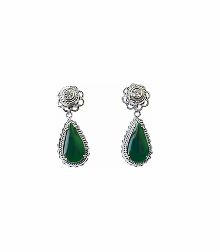 JADE Natural Type-A set with Cubic Zirconia in 925 Silver Earrings (SJ-1-1061)