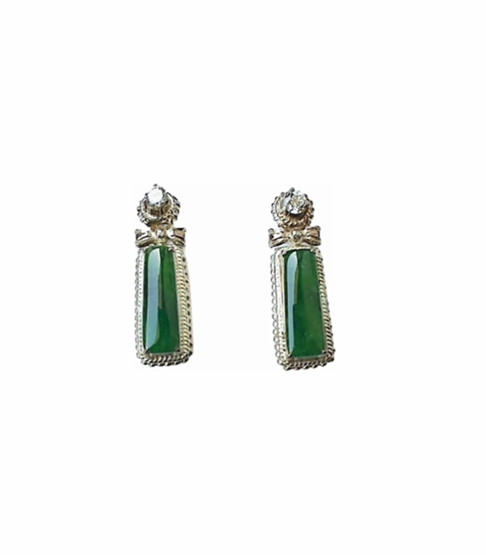JADE Type A set with Cubic Zirconia in Silver Earrings (SJ-1-1062)