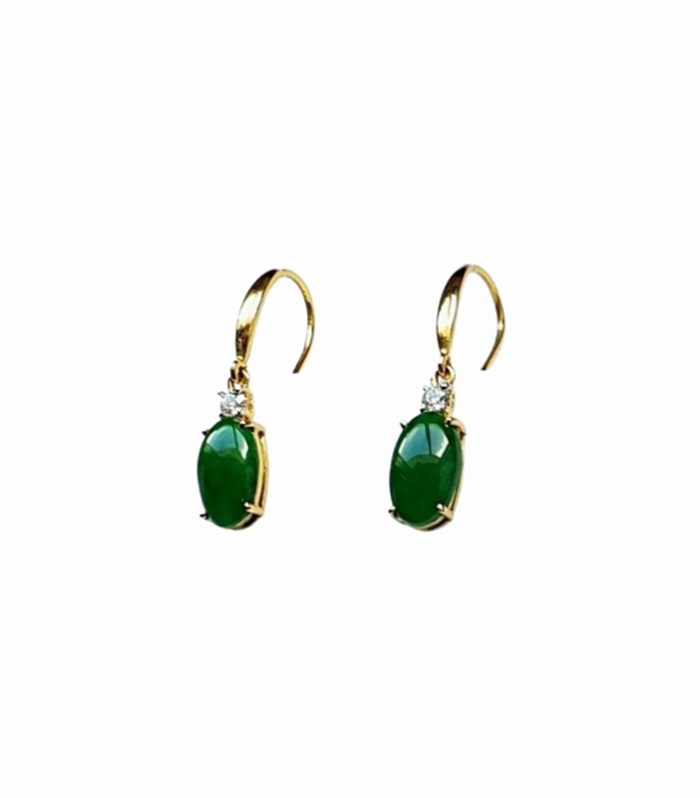 JADE Type-A set with Fine Cut Diamond in Yellow Gold Earrings (GJ-1-1118)