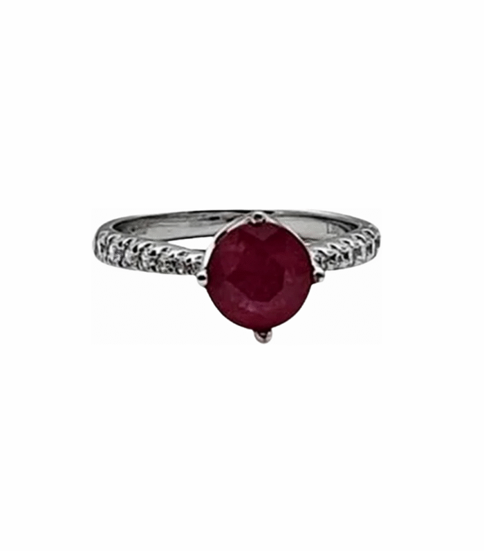 RUBY set with Cubic Zirconia in 925 Rhodium Plated Silver Ring (SJ1058) (Video)