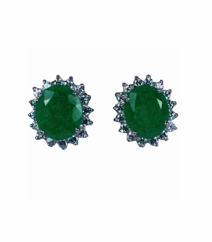 Aventurine Green Earrings set in 925 Sterling Silver with silver Rhodium Plating (SJ1082)